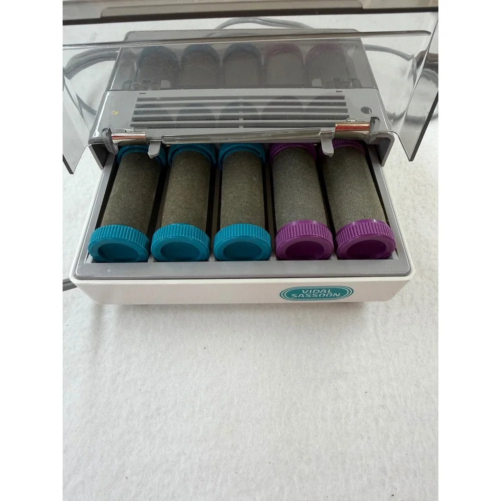 Vidal Sassoon VS 371 Hairsetter Dual Voltage Travel Hot Rollers 10 Flocked Pins